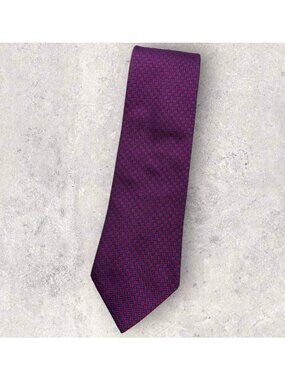 BURBERRY Silk Tie ITALY Burgundy Blue Geometric W:3.7" EUC